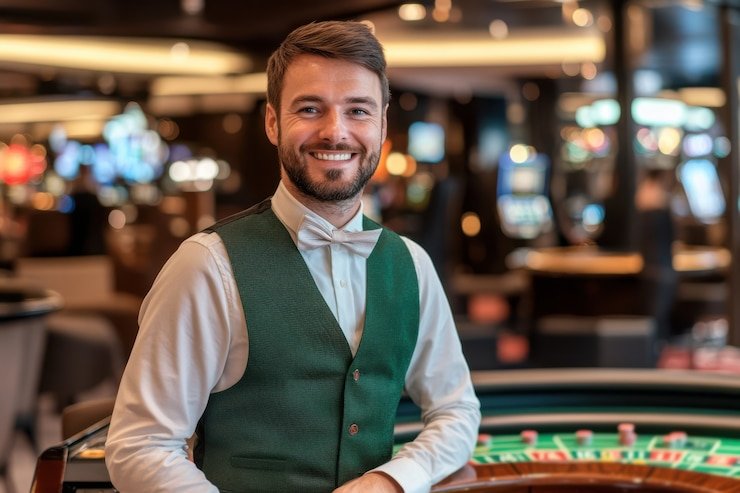Poker table interface on www simontok showing player positions and game state